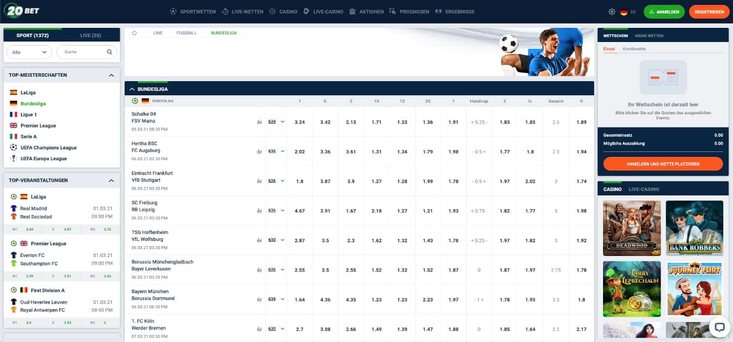 20Bet Bundesliga Wetten