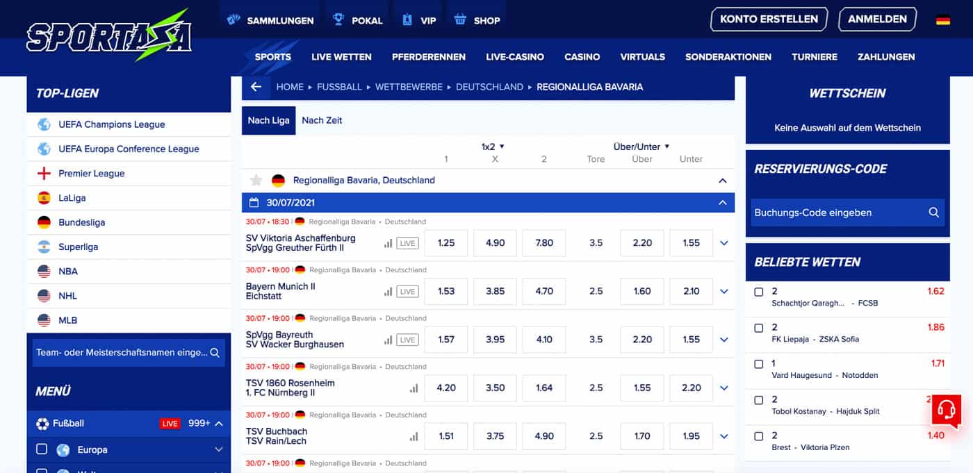 Sportaza Regionalliga Wetten