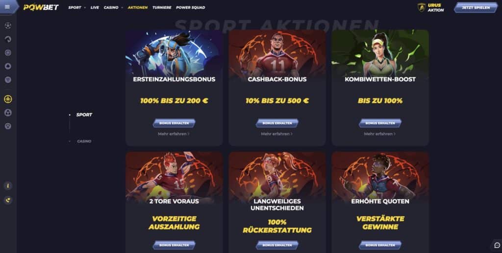 PowBet Aktionen