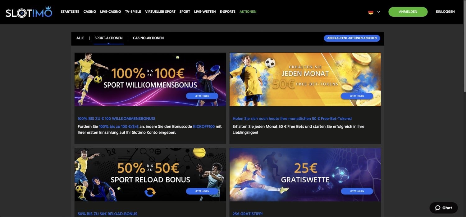 Slotimo Sportwetten Bonus Aktionen