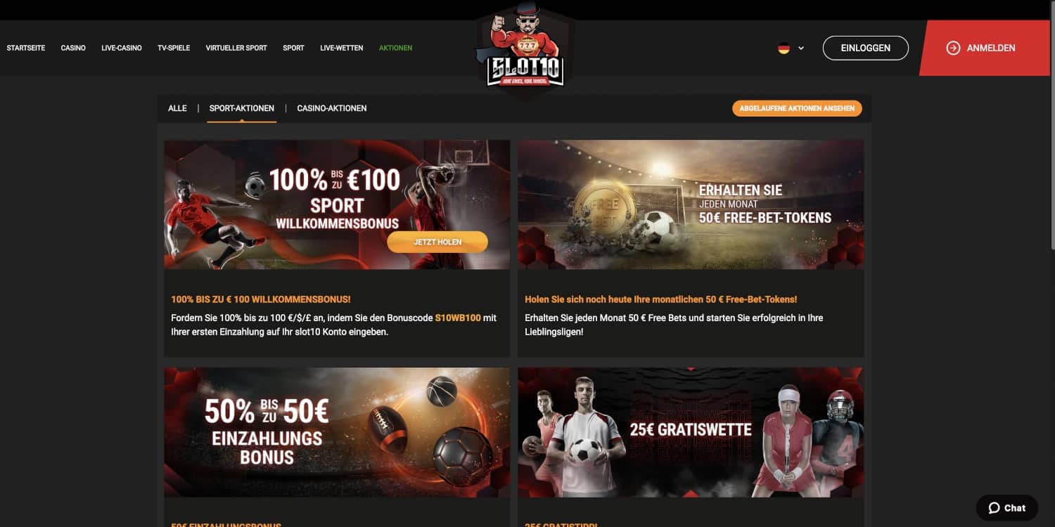 Slot10 Sportwetten Bonus Aktionen