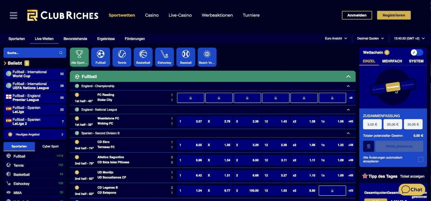 Clubriches Live Wetten