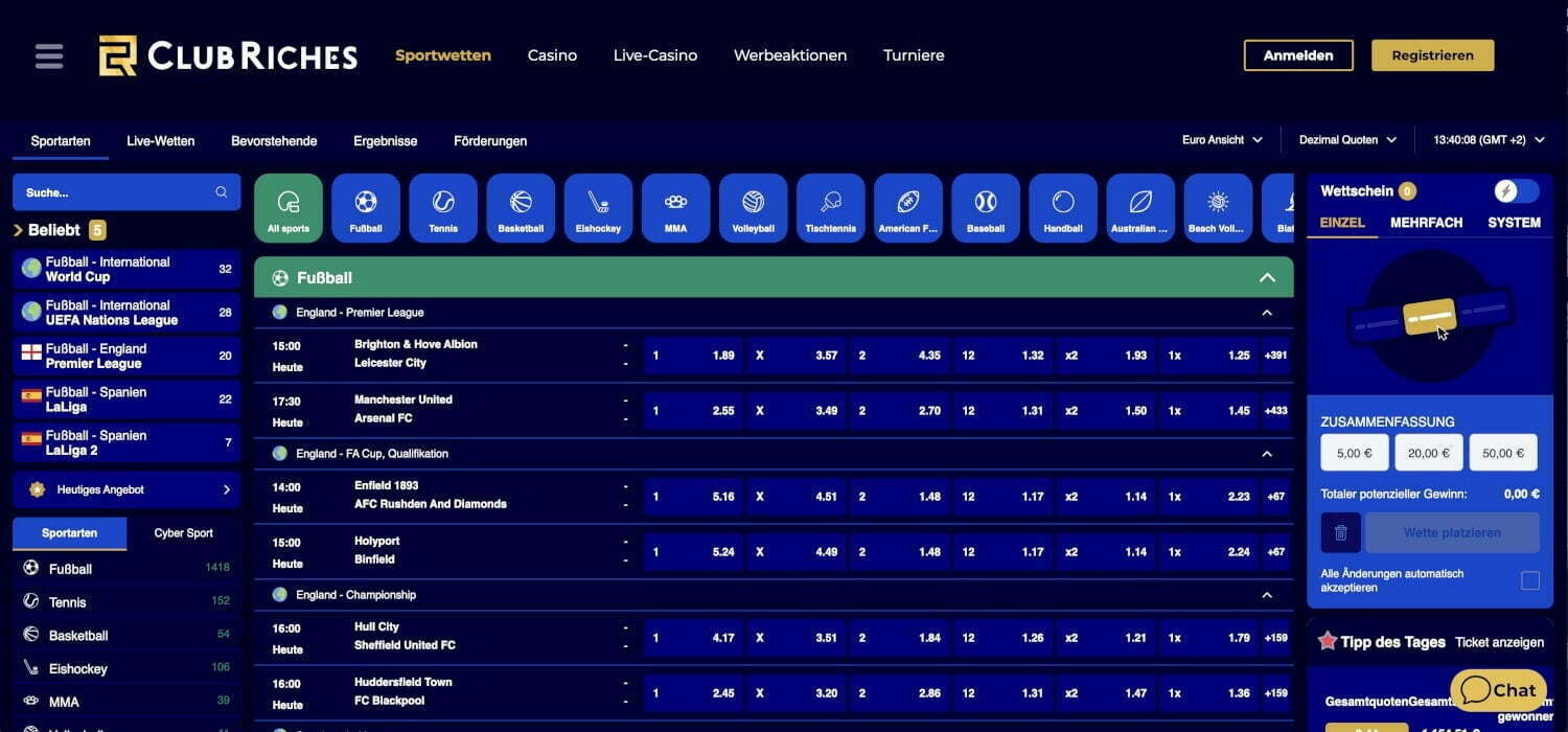 Clubriches Sportwetten