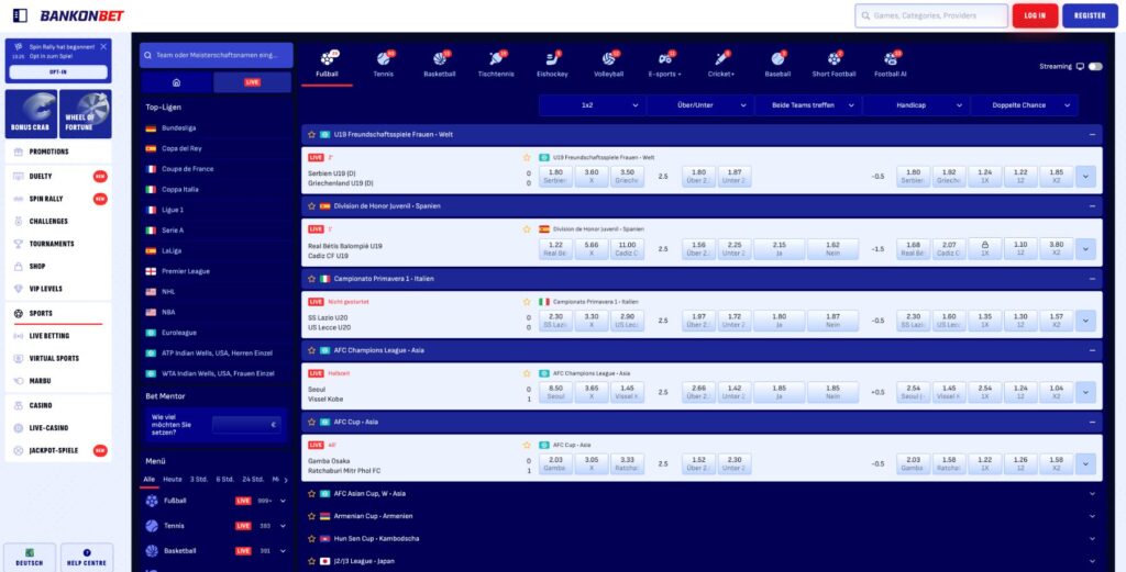 Bankonbet Live-Wetten
