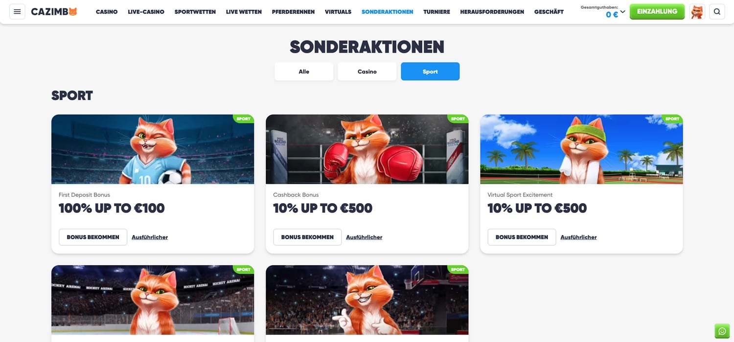 Cazimbo Bonus Aktionen