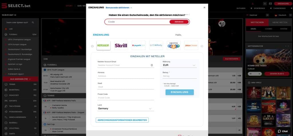 Select.bet Zahlungen