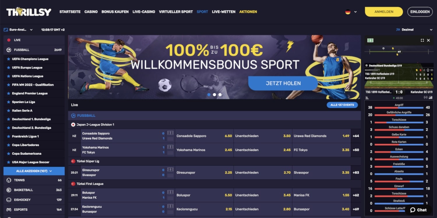 Thrillsy Sportwetten Bonus