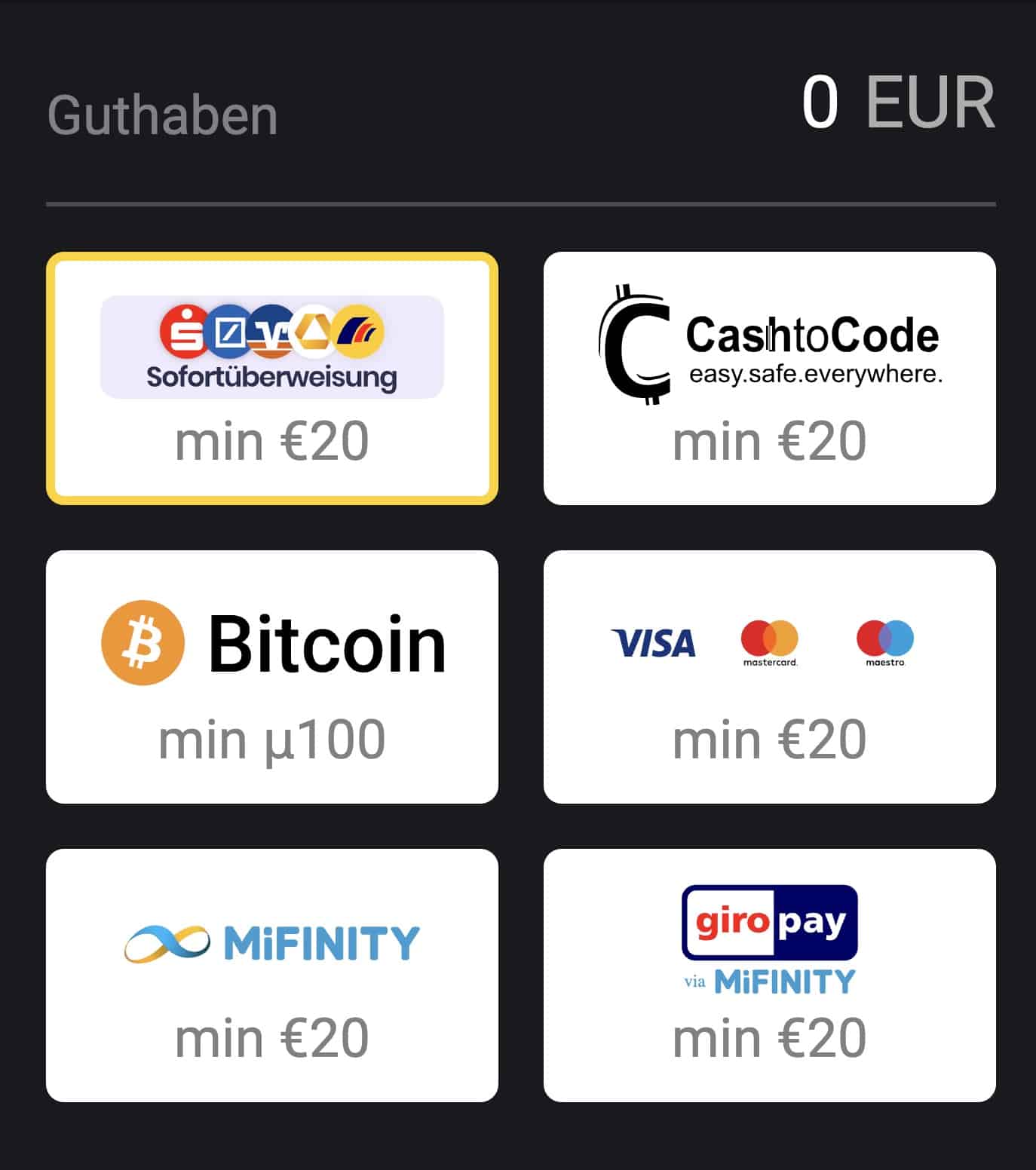 Woo Sports Einzahlen