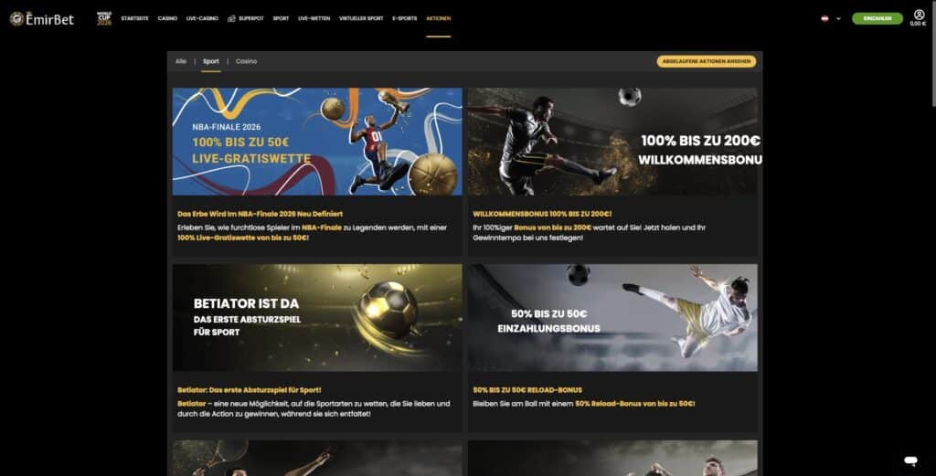 Emirbet Bonus Aktionen
