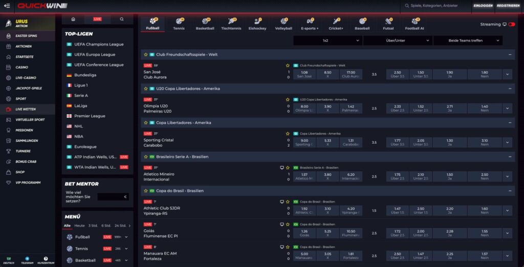 QuickWin Live-Wetten
