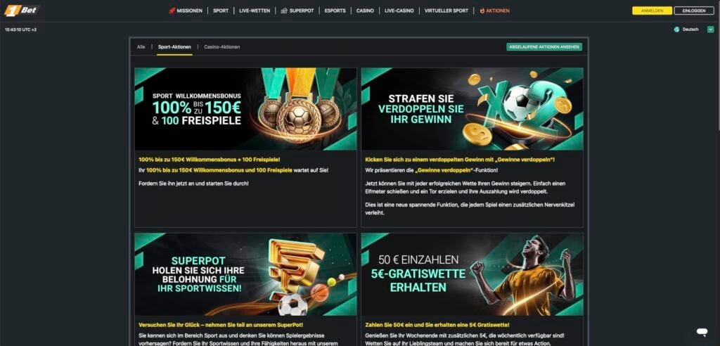 1Bet Aktionen