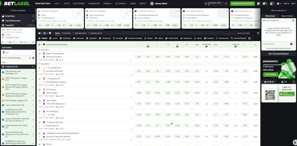 BetLabel Bundesliga-Wetten