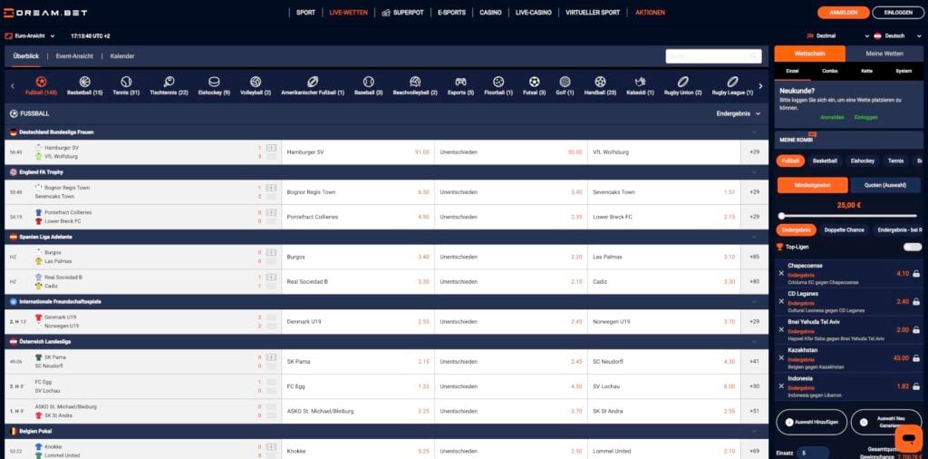 Dream.Bet Live-Wetten