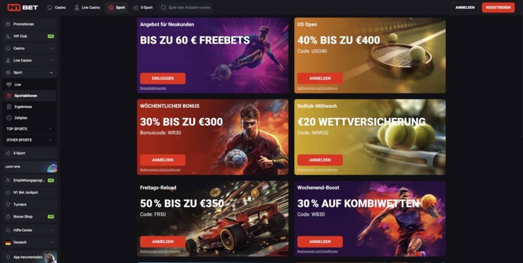 N1Bet Aktionen
