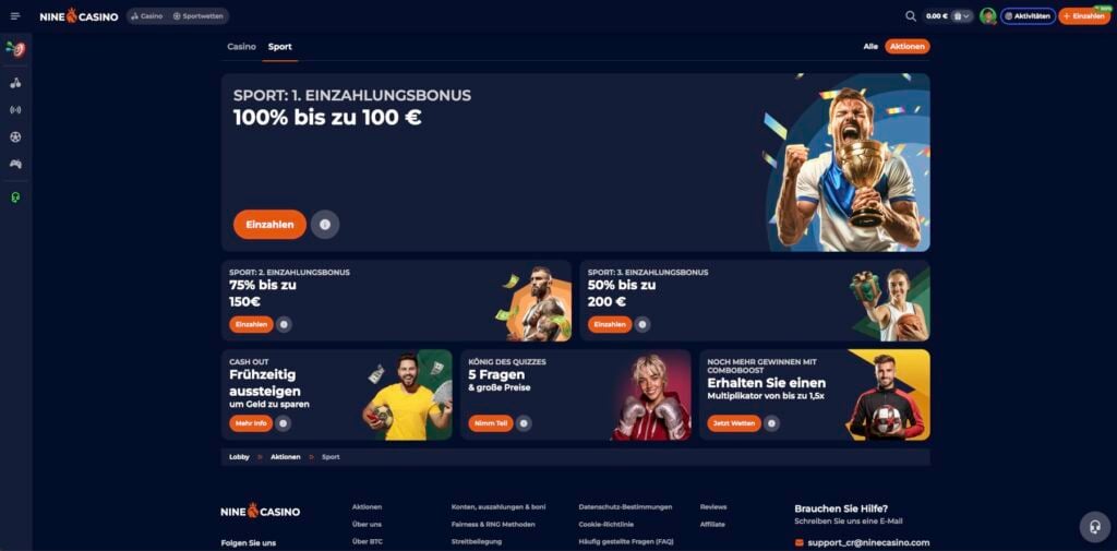 Nine Casino Aktionen