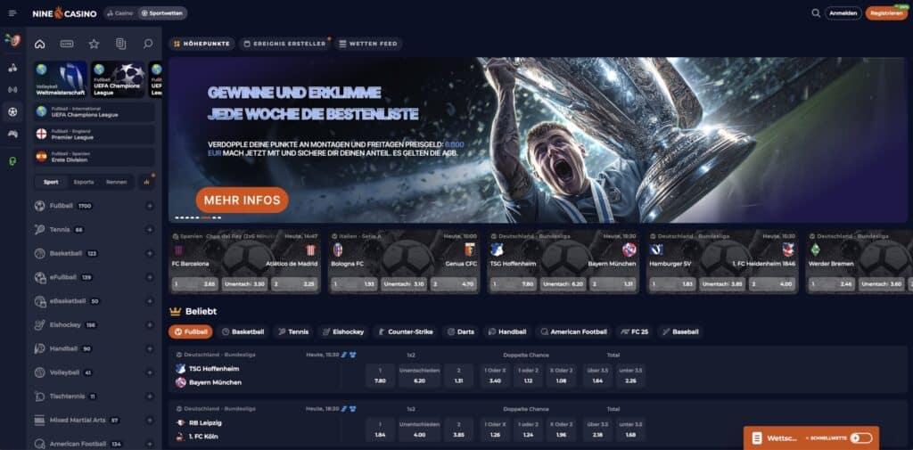 Nine Casino Sportwetten