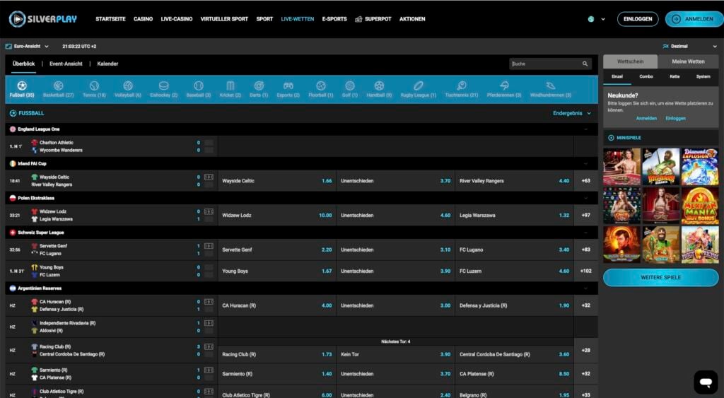 Silverplay Live-Wetten