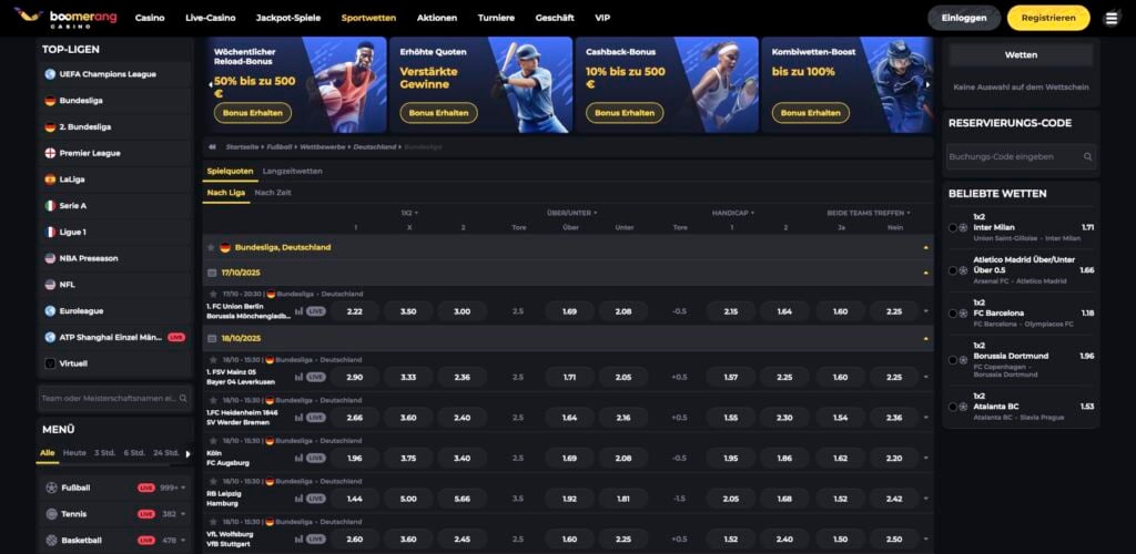 Boomerang Sportwetten Bundesliga Wetten