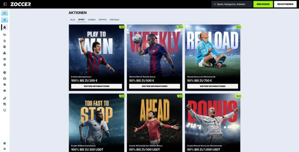 Zoccer Aktionen